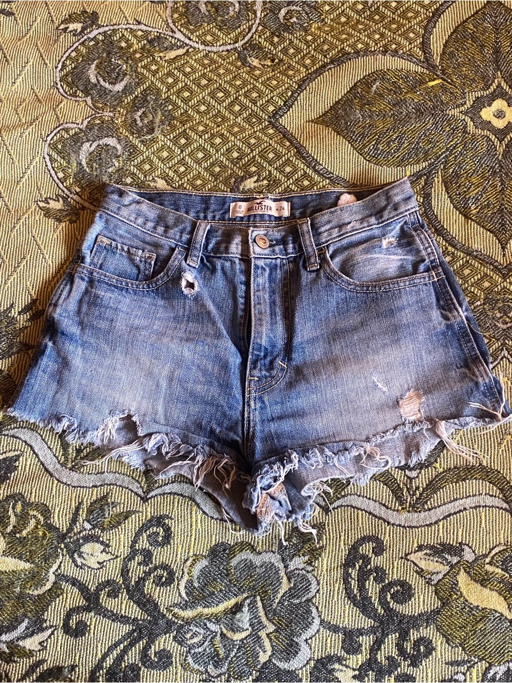 Hollister Light Blue Distressed Denim Shorts